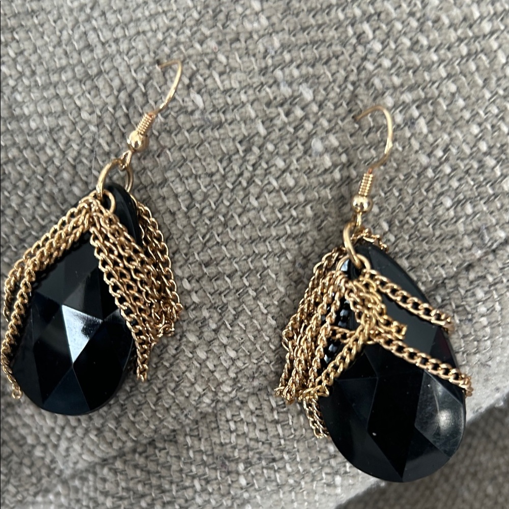 Elegant Black and Gold Drop Earrings